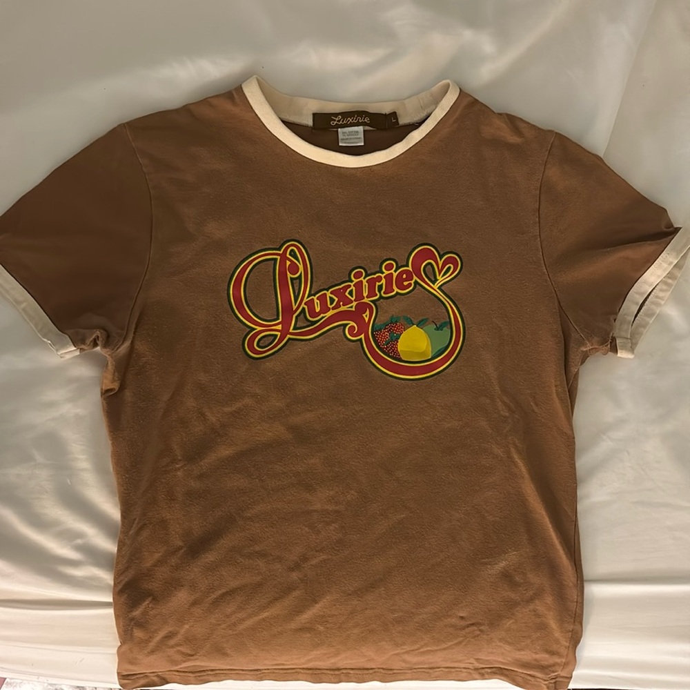 Vintage Luxurie Fruit Baby Tee - Size Large - Brown